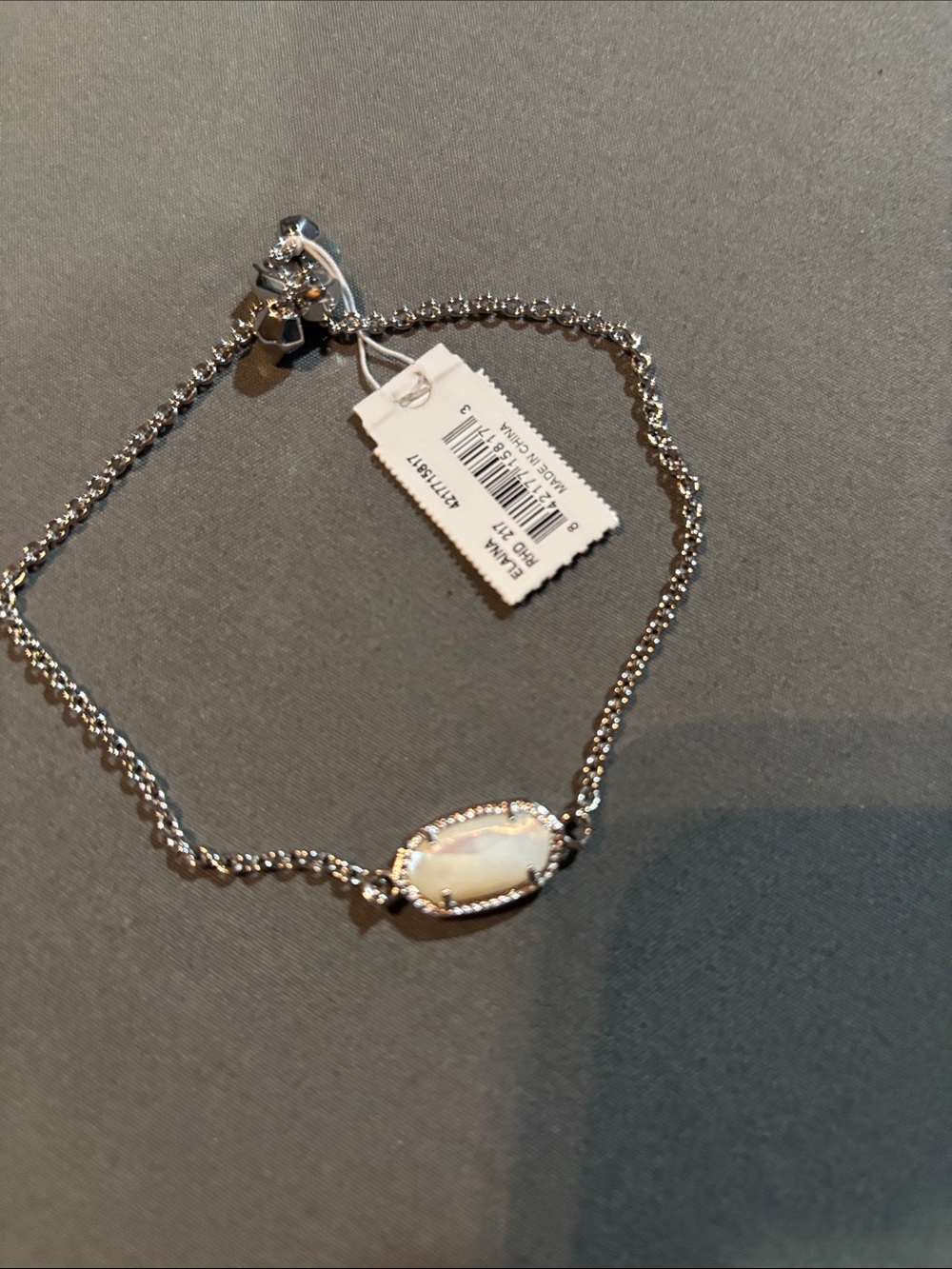 Kendra Scott Silver Bracelet with White Opal Oval Stone